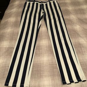 Alice and Olivia Navy/white stripe jean